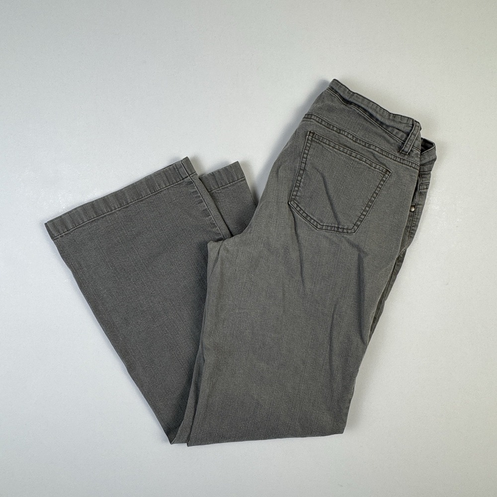 Eileen Fisher Womens Size 8P Gray Straight  Wide Leg Jeans Denim Stretch MidRise